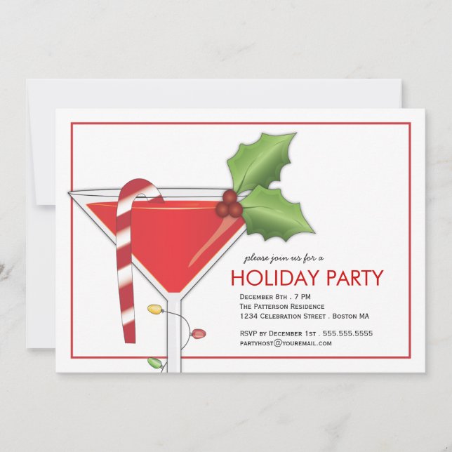 Invitation Joyeux Cocktail de Noël (Devant)