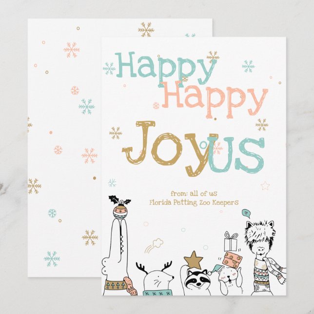 Invitation Joyeux critère de dessin Animaux Travailleurs Noël (Devant / Derrière)
