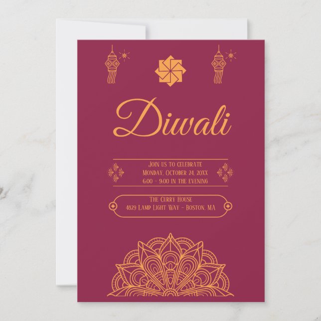 Invitation Joyeux Diwali Party (Devant)