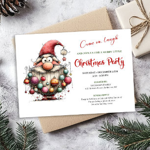 Invitation Joyeux Drôle Père Noël Rouge et Vert Fête de Fête 