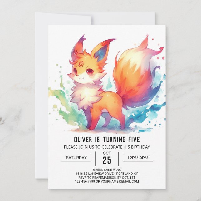 Invitation Joyeux Enfants Fox Anniversaire (Devant)