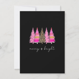 Invitation Joyeux et brillant léopard rose sapin de Noël Noël