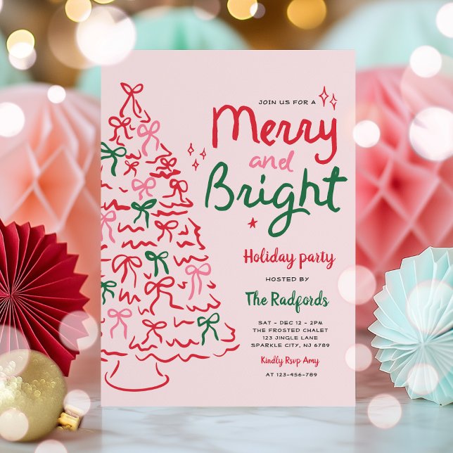Invitation Joyeux et brillant main dessinée fête de Noël (Créateur téléchargé)