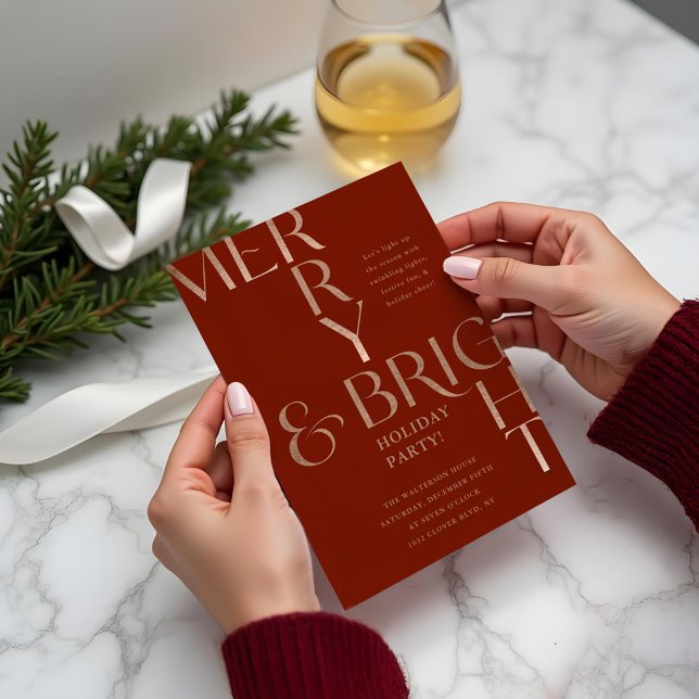 Invitation Joyeux et brillant minimal fête de Noël (Merry & Bright Minimal Holiday Christmas Party Invitation)