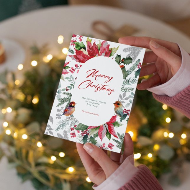 Invitation Joyeux et lumineux - Aquarelle Botanique de Noël (Créateur téléchargé)