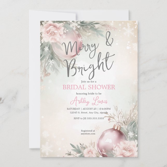 Invitation Joyeux et lumineux ornement de Noël douche nuptial (Devant)