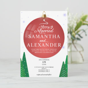 Invitation Joyeux et marié moderne Noël étoile Arbre Mariage