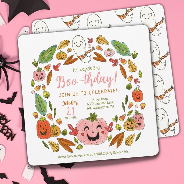 Invitation Joyeux Fantômes rose Halloween anniversaire (Créateur téléchargé)