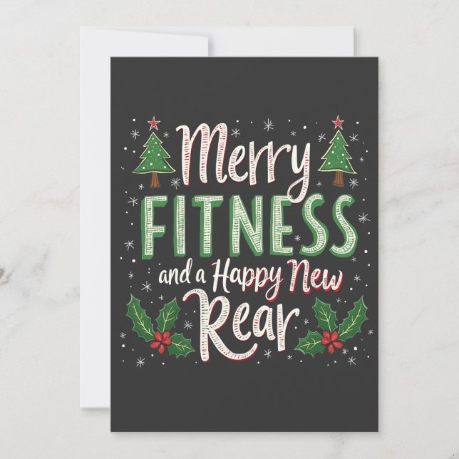 Invitation Joyeux Fitness et Nouvel An Fessier Musculation No (Devant)