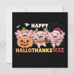 Invitation Joyeux Hallothanksmas Axolotl Axolotl de Noël dans