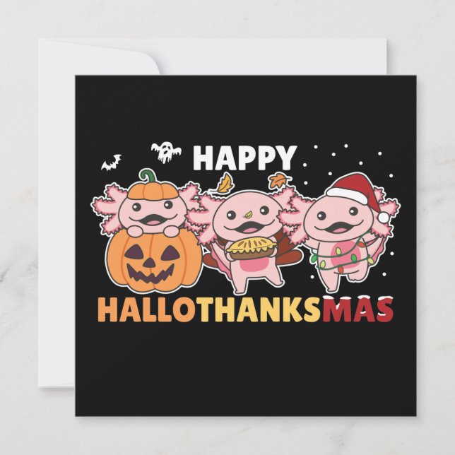 Invitation Joyeux Hallothanksmas Axolotl Noël Axolotls En (Devant)