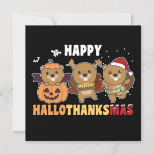 Invitation Joyeux Hallothanksmas Castor Noël Castor Invitatio