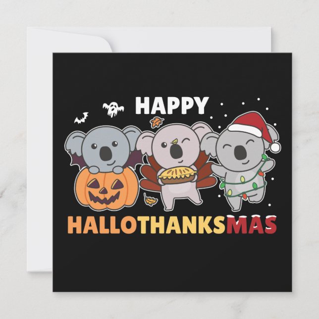 Invitation Joyeux Hallothanksmas Koalas Noël Koala Invita (Devant)