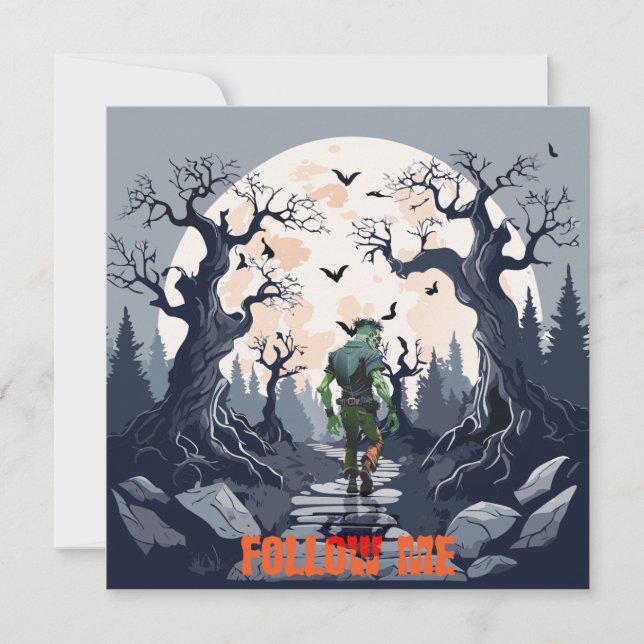 Invitation Joyeux Halloween Chemin Squelette Vers La Fête (Devant)