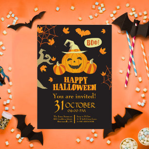 Invitation Joyeux Halloween Citrouille Manger Boire Être Effr