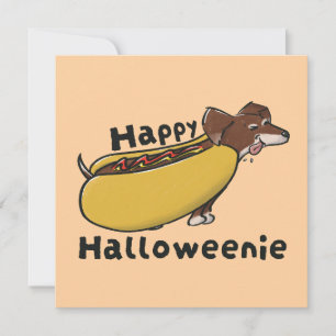 Invitation Joyeux Halloween Hotdog Dachshund