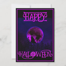 Joyeux Halloween Hurlement Chien Lune Violette