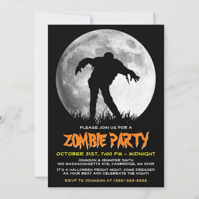 Invitation Joyeux Halloween Zombie lève le parti Apocalypse (Devant)