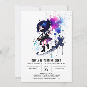 Invitation Joyeux Imaginaire Ninja Digital Girl Birthday