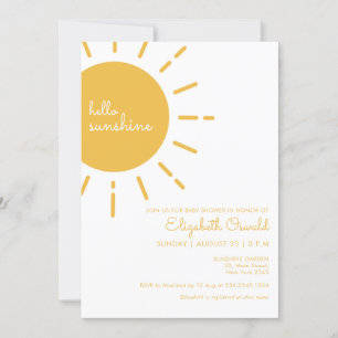 Invitation Joyeux Jaune Bonjour Sunshine Baby shower