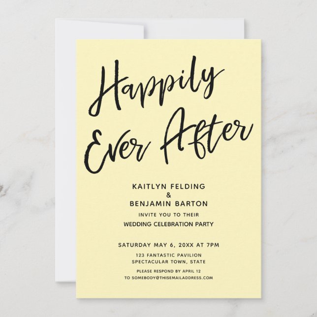 Invitation Joyeux Jour Après Mariage Décontracté Jaune (Devant)