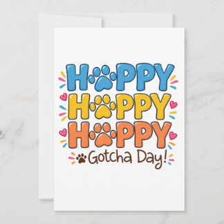 Invitation Joyeux jour de Gotcha coloré - Adoption d'animaux