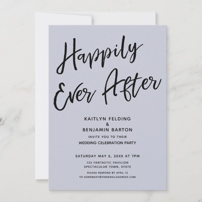 Invitation Joyeux Jour de Mariage Casual Mariage Dusty Blue (Devant)