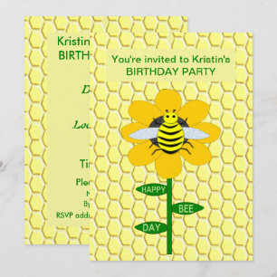 Invitation Joyeux Jour des abeilles Anniversaire Bumblebee Pe