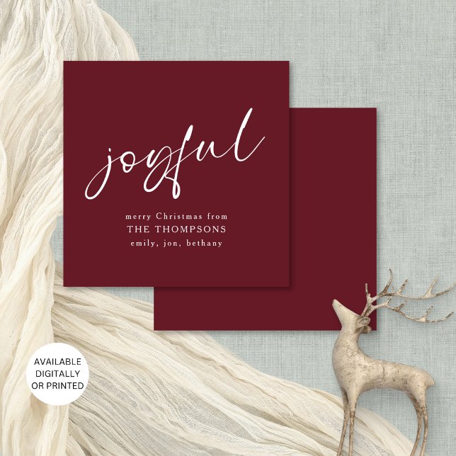Invitation Joyeux Joyeux Joyeux Noël Bourgogne (Front and back view, available digitally or printed)