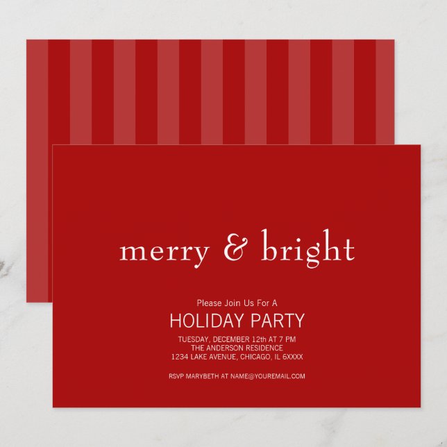 Invitation Joyeux & Joyeux Noël Rouge (Devant / Derrière)