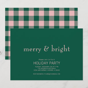 Invitation Joyeux & Joyeux Noël Vert & Rose