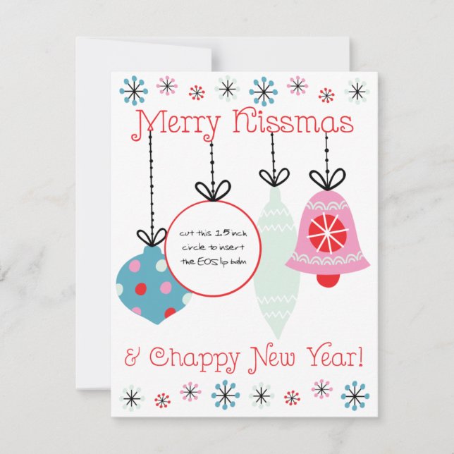 Invitation Joyeux Kissmas & Chappy New Year EOS Lip Balm Card (Devant)