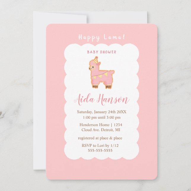 Invitation Joyeux Lama Bliss : Baby shower pour un petit Prin (Devant)