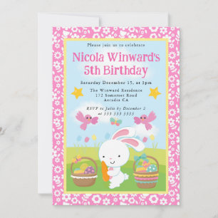 Invitation Joyeux Lapin de Pâques Printemps Anniversaire Enfa