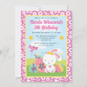 Invitation Joyeux Lapin de Pâques Printemps Anniversaire Enfa