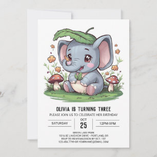 Invitation Joyeux Majestic Elephant numérique anniversaire