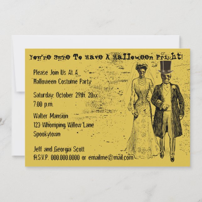 Invitation Joyeux mariage d'Halloween Épouvantable Fantôme Ma (Dos)