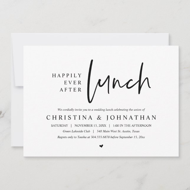 Invitation Joyeux Mariage et Fête après le Déjeuner (Devant)