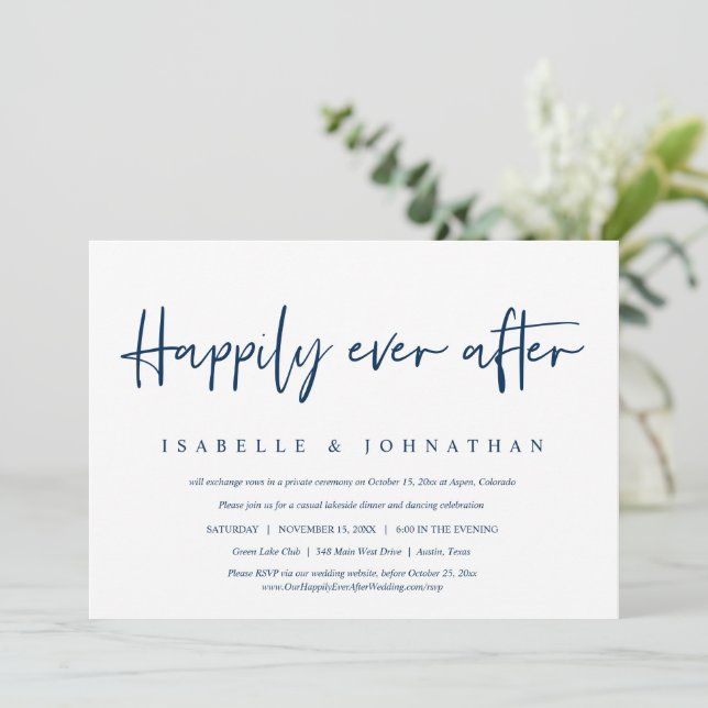 Invitation Joyeux Mariage Intime et Fête de Fiançailles (Debout devant)