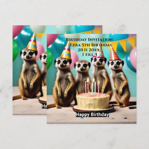 Invitation Joyeux Meerkat Anniversaire, Anniversaire Fête Inv