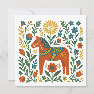 Invitation Joyeux Midsommar Art Populaire Suédois