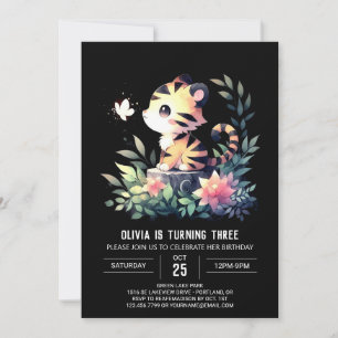 Invitation Joyeux minimaliste Tigre Anniversaire