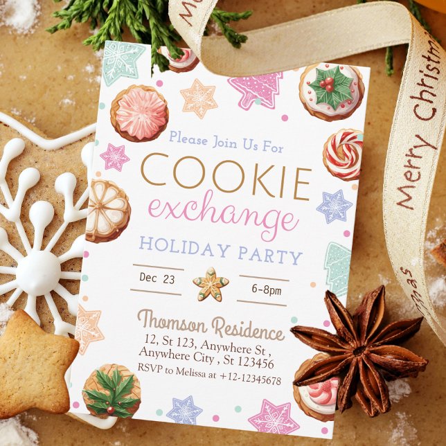 Invitation Joyeux Noël Aquarelle Échange de cookies (Créateur téléchargé)