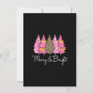 Invitation Joyeux Noël aux léopards roses rétro