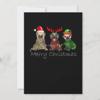 Joyeux Noël avec trois chiens carlins