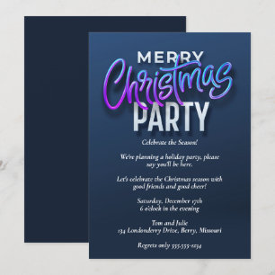 Invitation Joyeux Noël bleu élégant