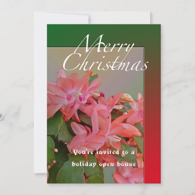 Invitation Joyeux Noël Cactus Fleurs (Devant)