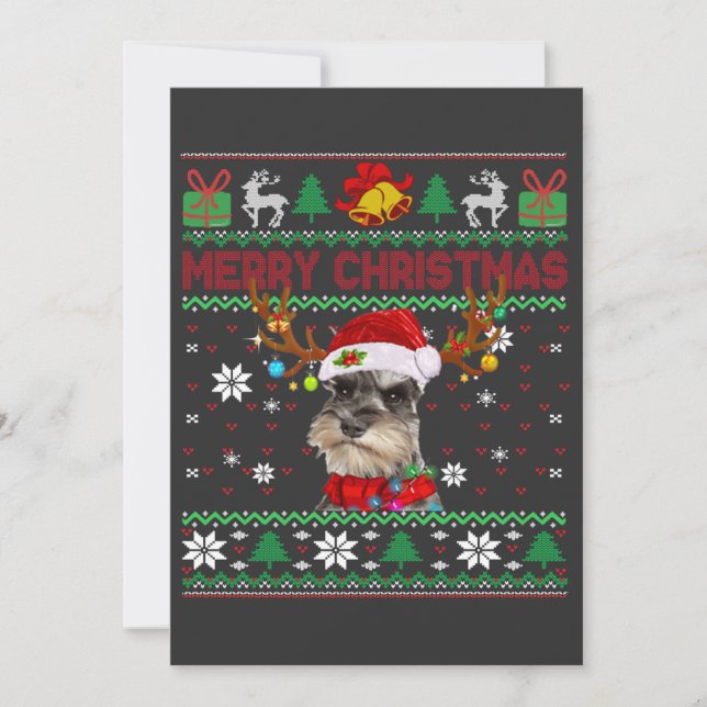 Invitation Joyeux Noël Chien moche Schnauzer Santa Hat (Devant)