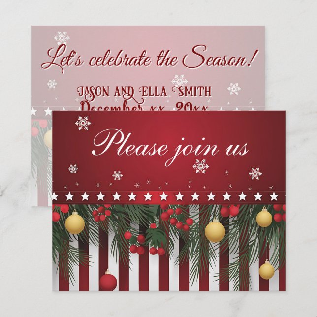 Invitation Joyeux Noël de (votre famille) (Devant / Derrière)