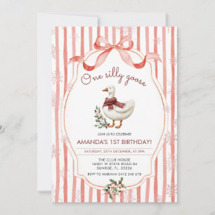 Invitation Joyeux Noël d'hiver Silly Goose 1er Anniversaire